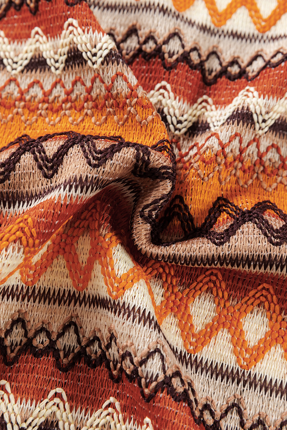 Débardeur à rayures à rayures orange et geo jacquard