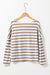 Khaki striped long sleeve boat neck top