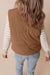 Coffee corduroy zipped stand-up collar down vest