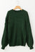 Blackish Green Lantern Sleeve Cable Knit Sweater with High Neck