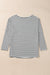 Gray Striped Crew Neck Long Sleeve Oversized Top