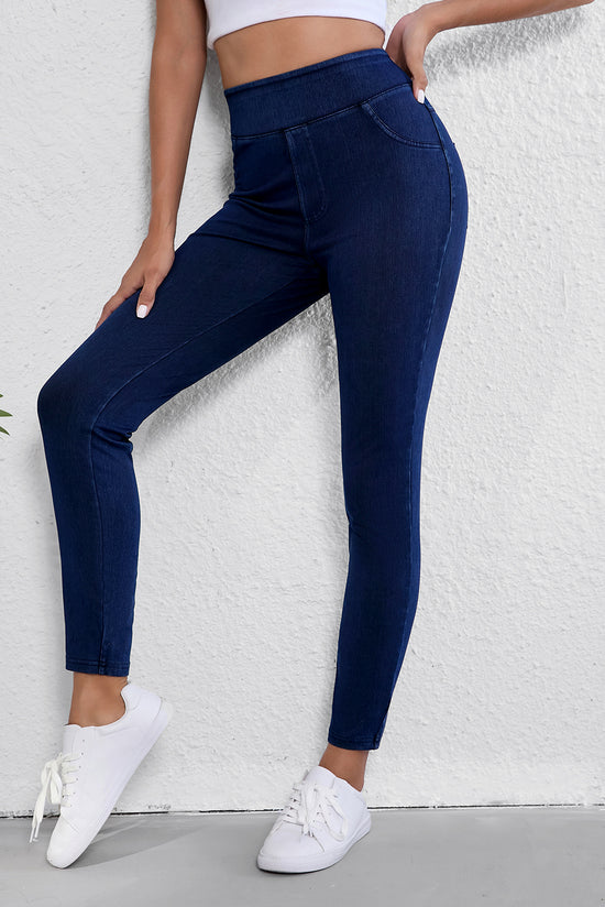 Ashleigh Blue Solid Color High Waist Stretch Slim Jeggings