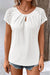 White top with a contrasting lace lock lock hole