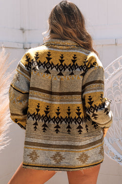 Brown Aztec Western Print Jacket