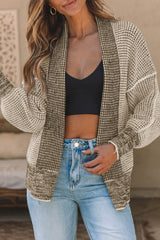 Cardigan à col surdimensionné en tricot gaufré épais abricot-A WOMAN WE LOVE