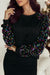 Black crew neck sweatshirt with raglan sleeves with sequins