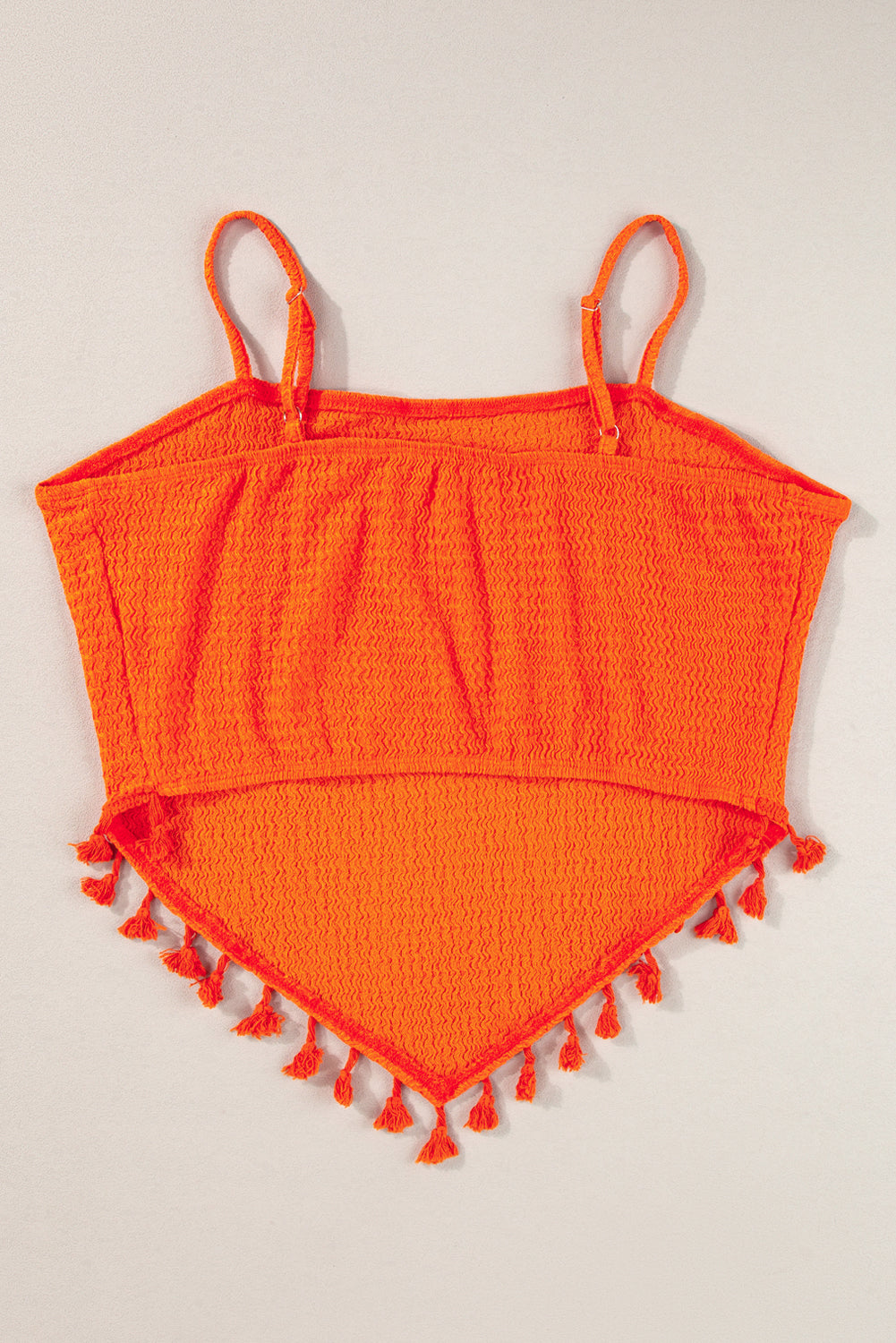 Orange strukturierter Quasten Saum Cami Top