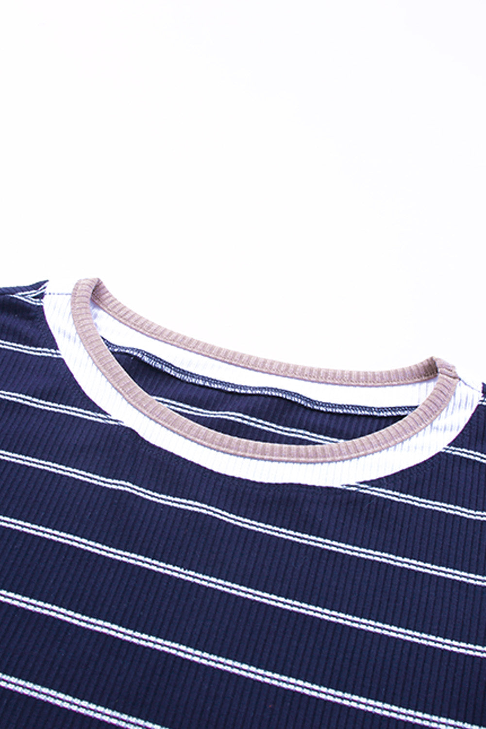 Blue Extend Color Block Cuffs Rib Trizt Striped Pullover