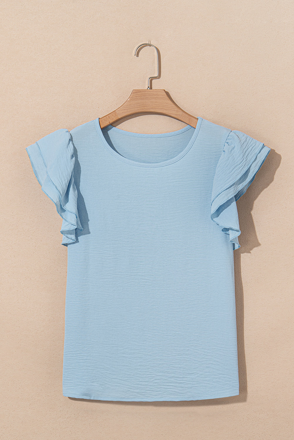 Upper ruffle with short -sleeved ruffles with short sleeves *