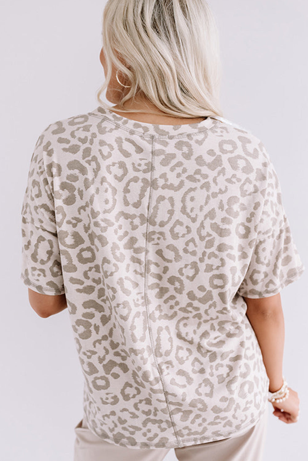 Brown Leopard Print V-Neck T-Shirt Plus Size