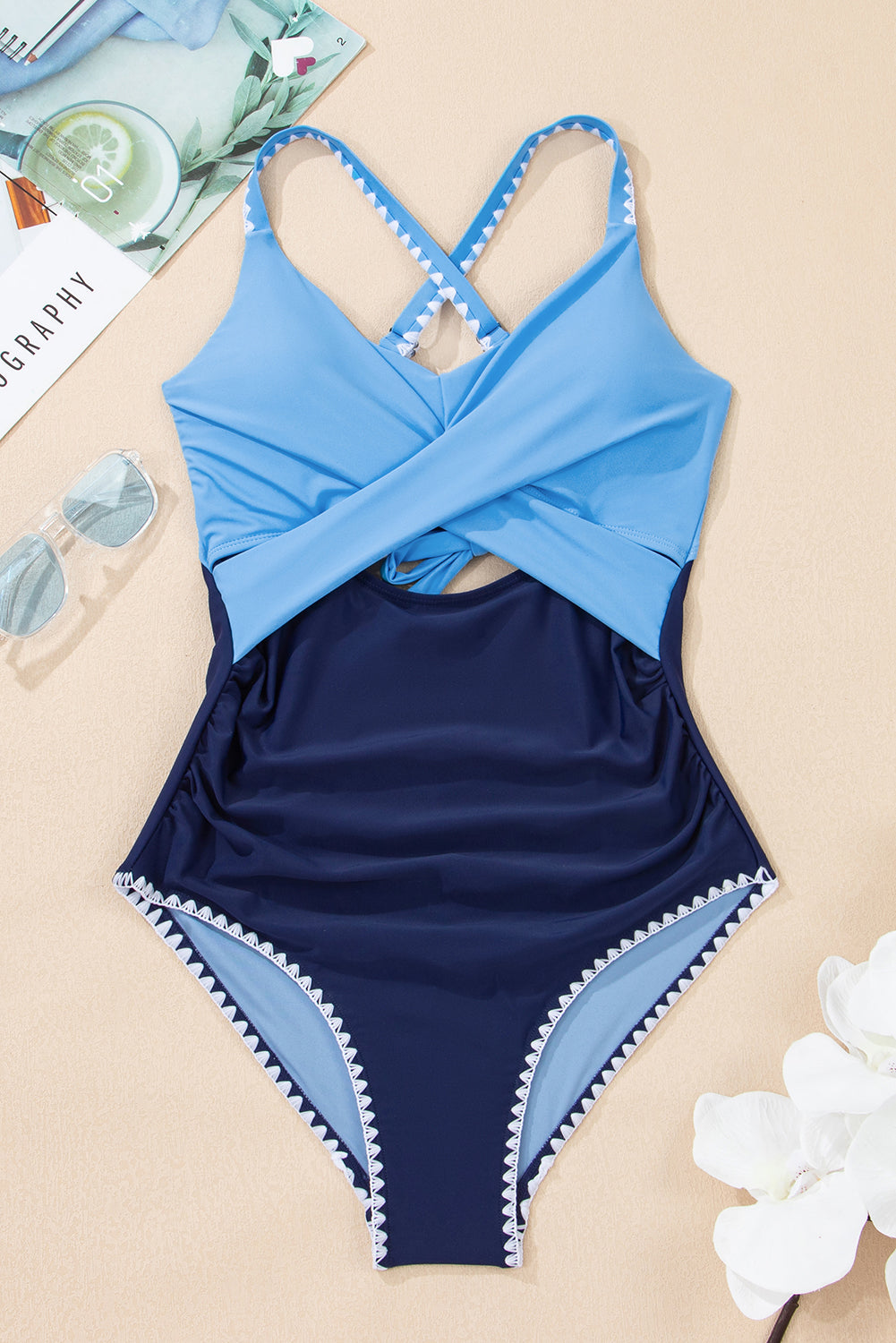 Blue piece swimsuit *