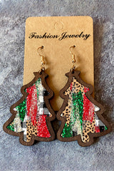 Boucles D'oreilles Arbre De Noël À Carreaux Léopard Rouge-A WOMAN WE LOVE