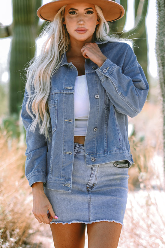 Wild Wind Washed Oversized Pocket Denim Jacket