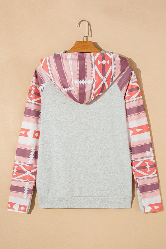 Double hooded hoodie and western Aztec print