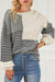 Neutral color block black sweater with tie at the back