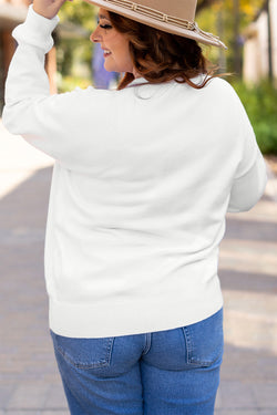 Pull blanc brodé ivoire reconnaissant grande taille