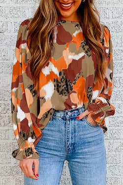 Long sleeve blouse abstract print