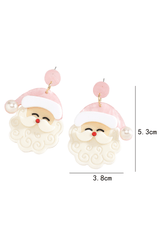 Boucles d'oreilles père noël, décor de perles blanches brillantes, mignonnes-A WOMAN WE LOVE