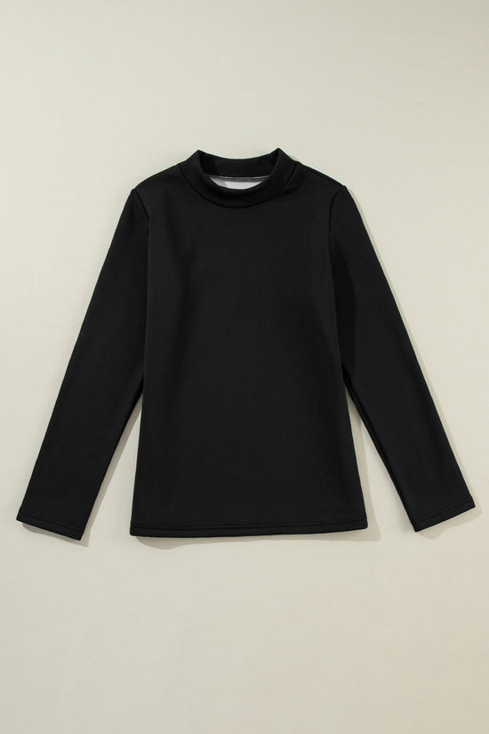 Black long sleeve thermal lined T-shirt with stand-up collar