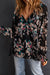 Black Mousseline Plushed Blouse Wild Flowers