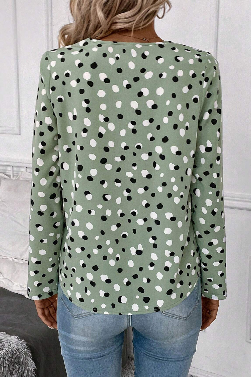 Chemisier vert à pois et imprimé boutonné *-A WOMAN WE LOVE