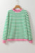 Bright green striped long sleeve top with contrasting edges