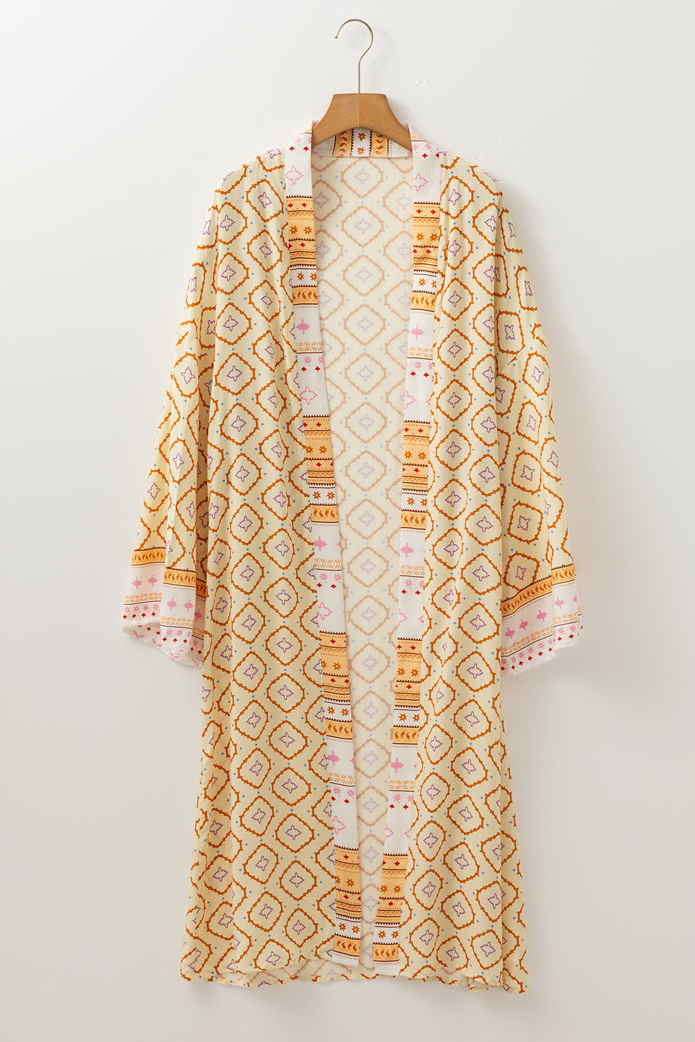 Long kimono with large geometric print bohemian geometric *