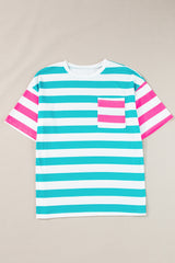 Blue striped t-shirt and patch pocket *