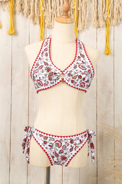 Ensemble de bikini dos nu à nœud floral rouge avec joint torique-A WOMAN WE LOVE