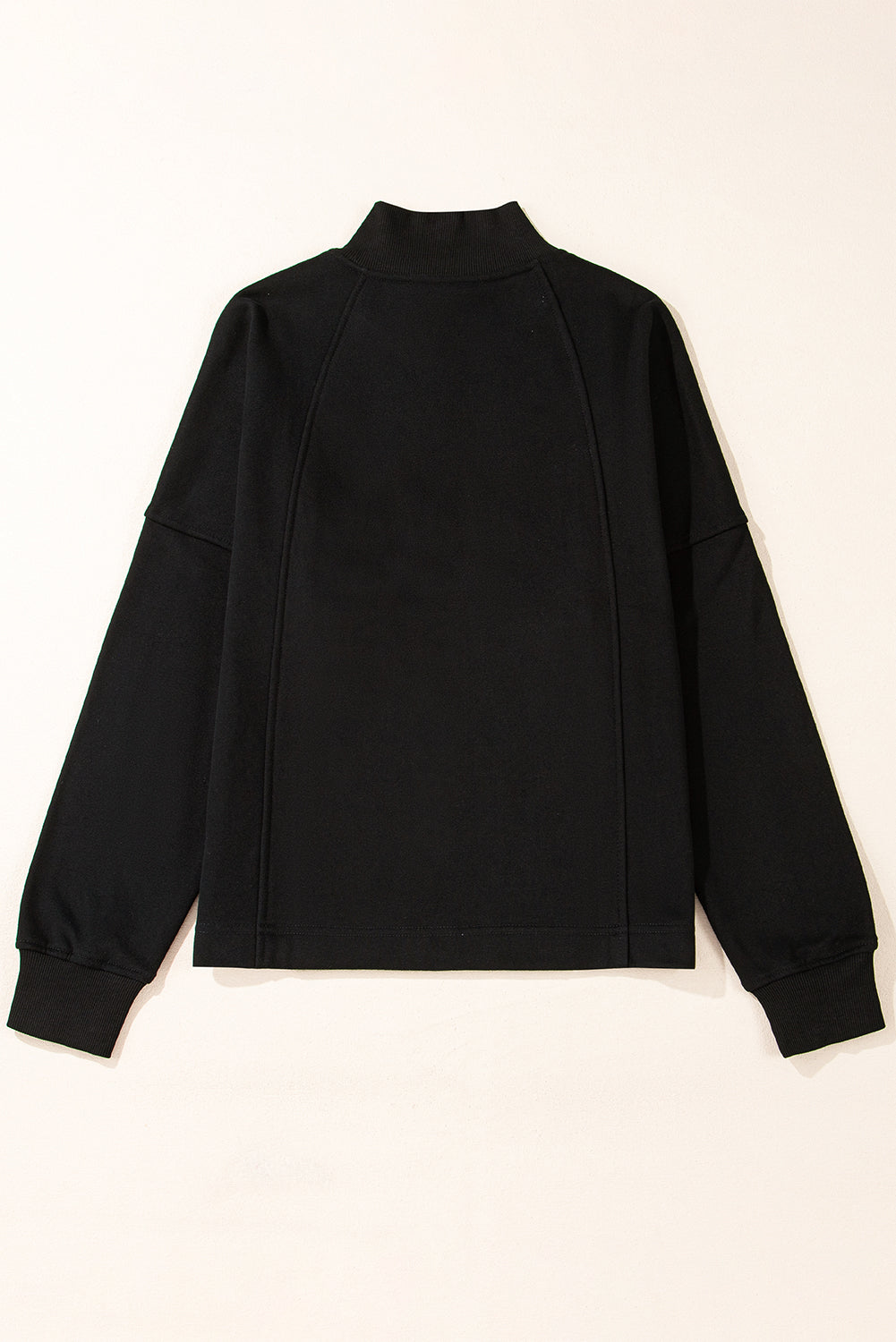 Sweat-shirt noir à col zippé et épaules tombantes