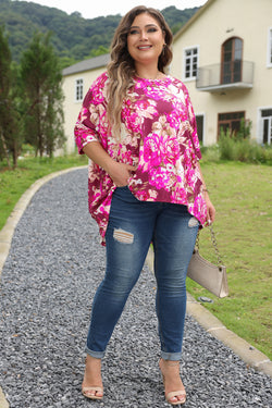 Gran blusa roja con estampado floral *