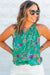 Long Green Tank Togar con estampado floral y escote abotonado