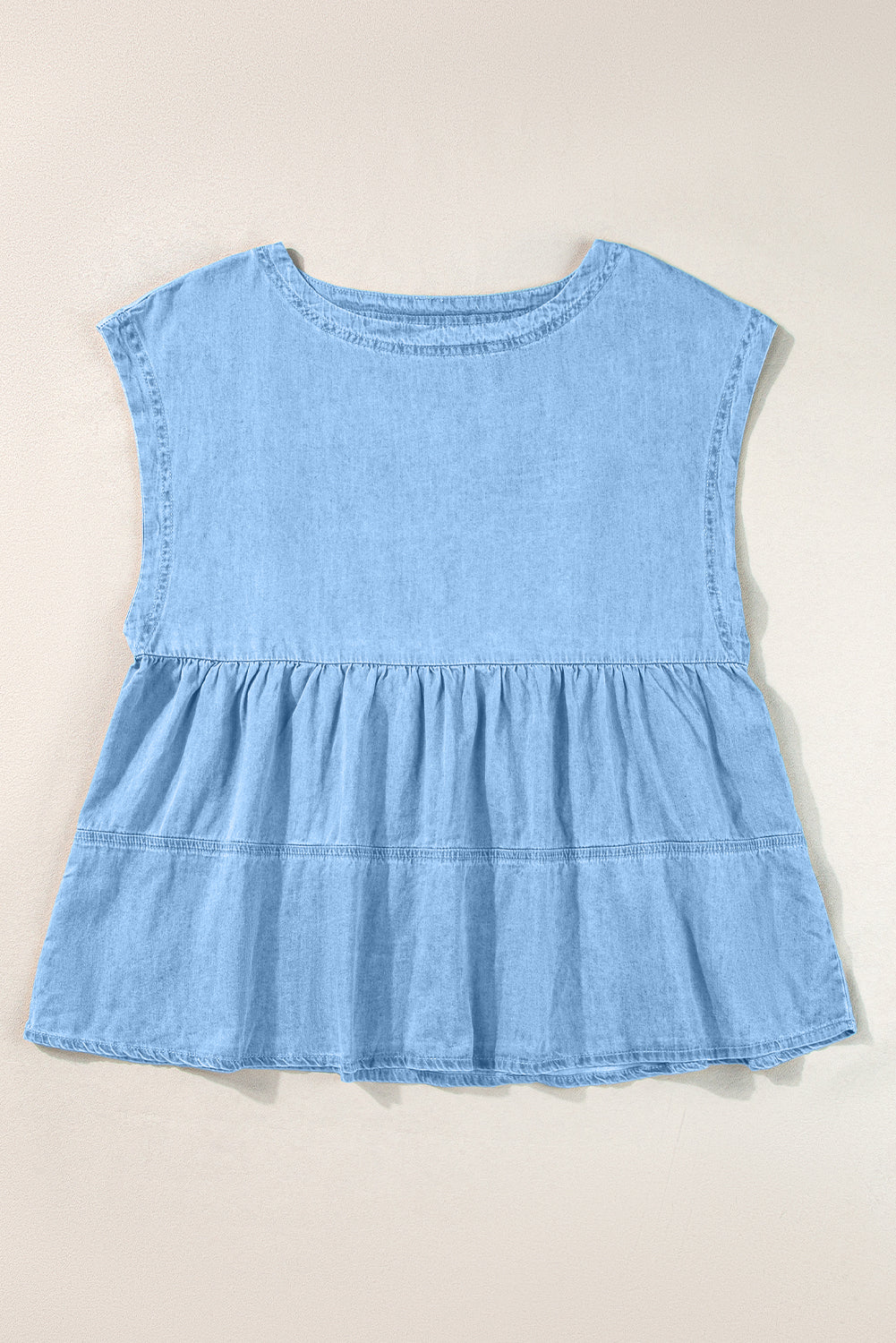 Top vasco de mezclilla con costuras de moda hermosos azules