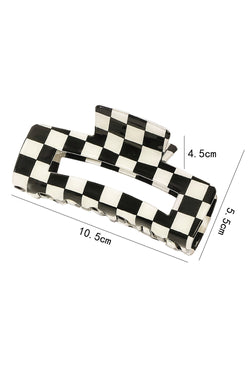 Black checkered hollow hair clips