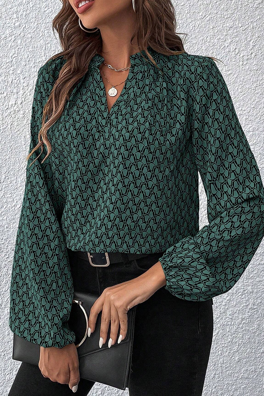 Chemisier vert à manches bouffantes *-A WOMAN WE LOVE