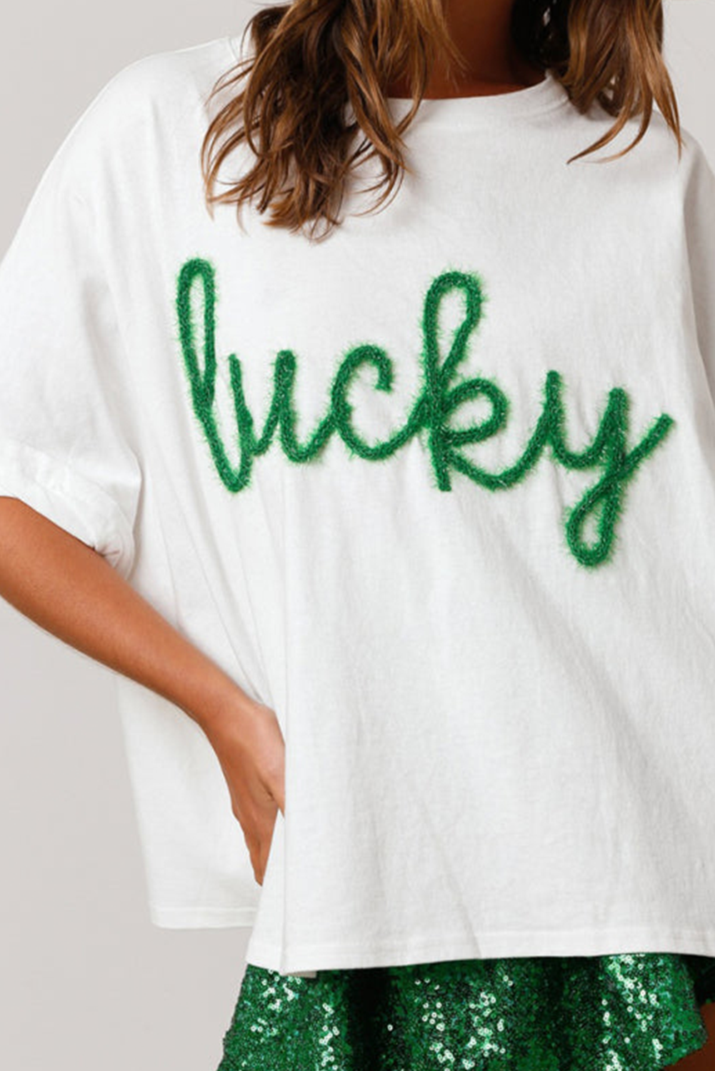 Fashionable white t-shirt with lifeline pattern st Patrick