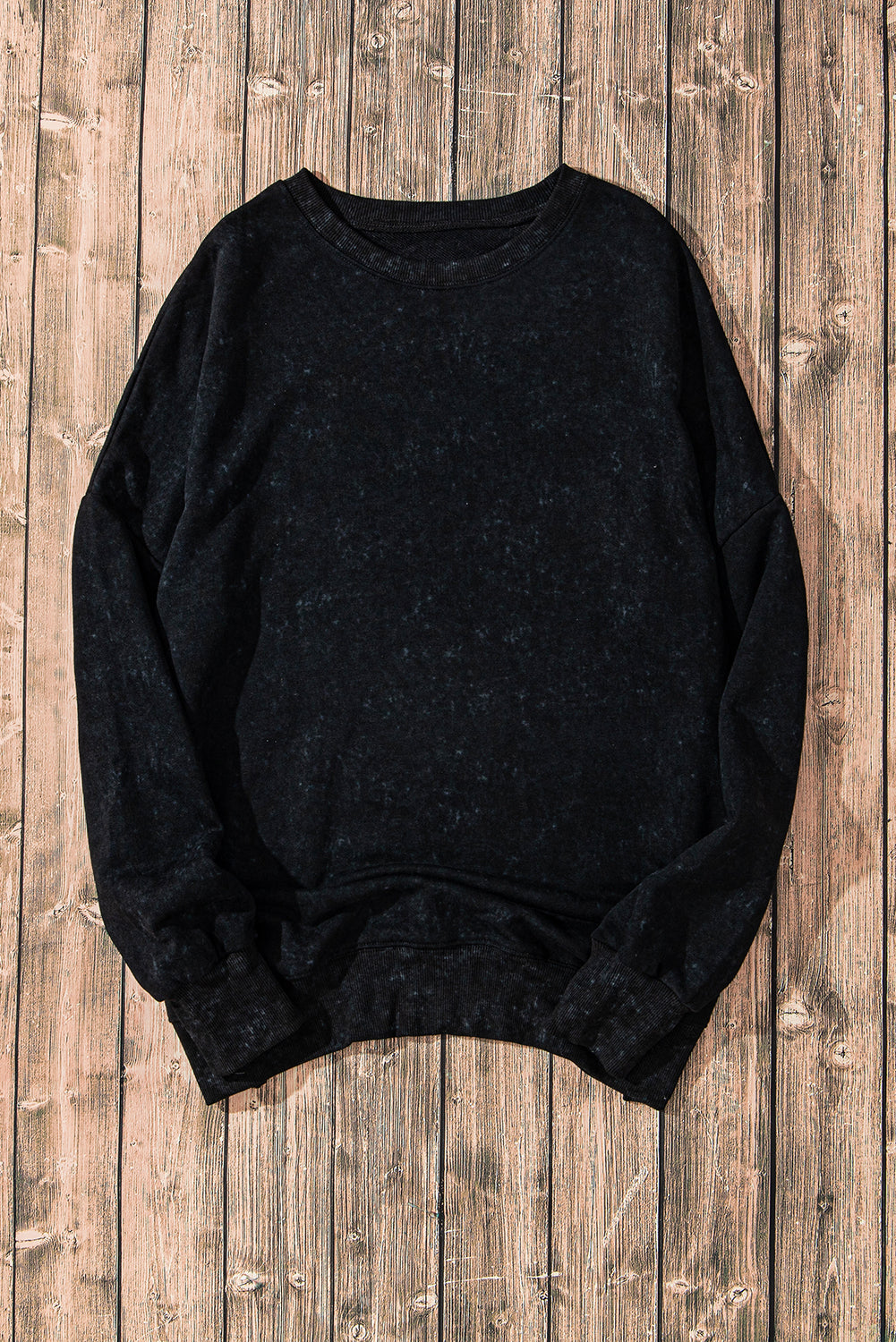 Sweat-shirt oversize noir à épaules tombantes et bordure côtelée