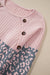 Pink Cheetah Textured Patchwork Button-Up Crew Neck T-Shirt