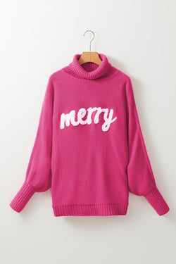 Embroidered amount of collar with letter merry pink *