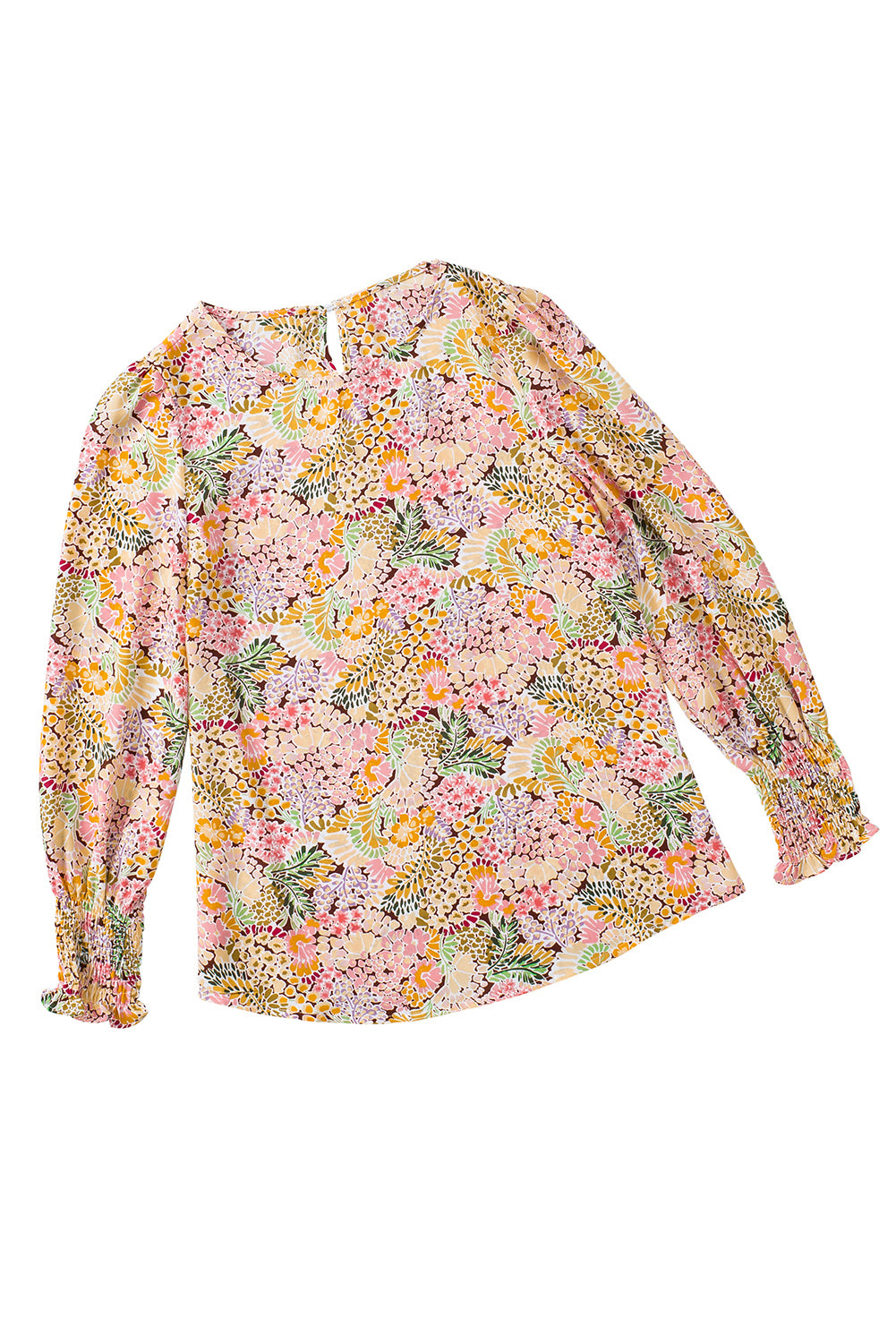 Blouse florale à manches bouffantes jaunes