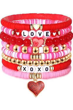 Conjunto de perlas en forma de un corazón rosa de San Valentín amor xoxo