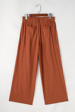 Pantalon droit décontracté avec poches à taille élastique Dahlia rouge