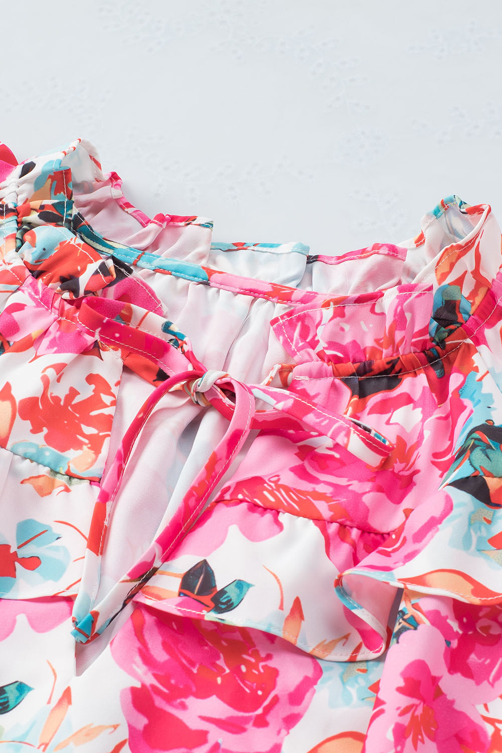 Rose Ruffle Flutter Sleve Floral Print Print