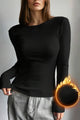 Black long sleeve slim fit fleece lined t-shirt