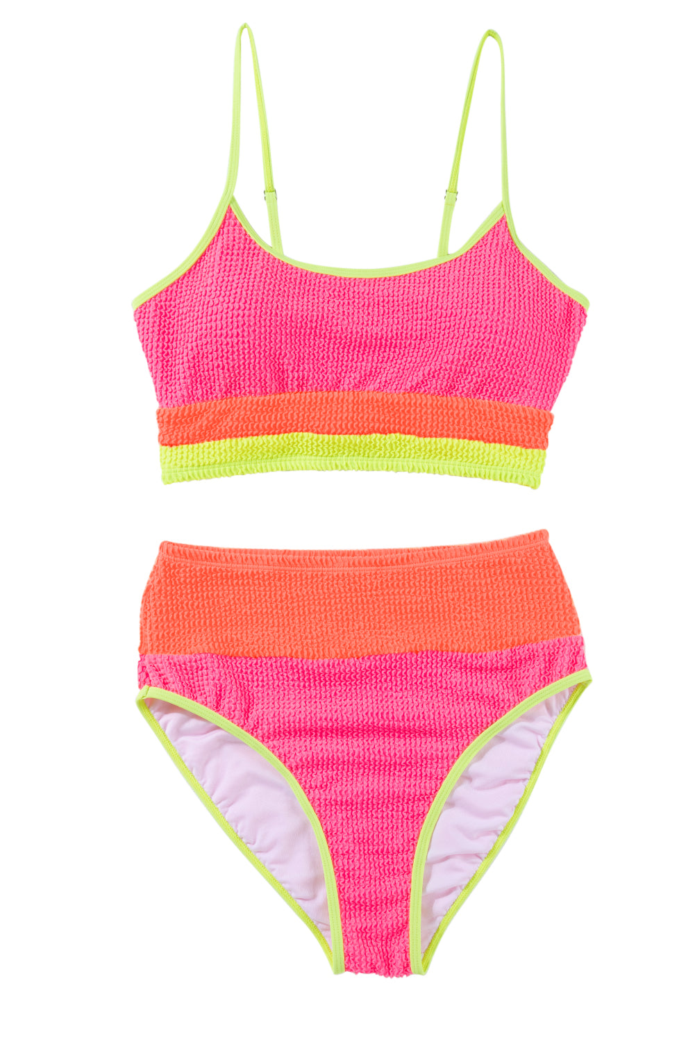 Bonbon Color Block High Waisted Sexy Bikini Set