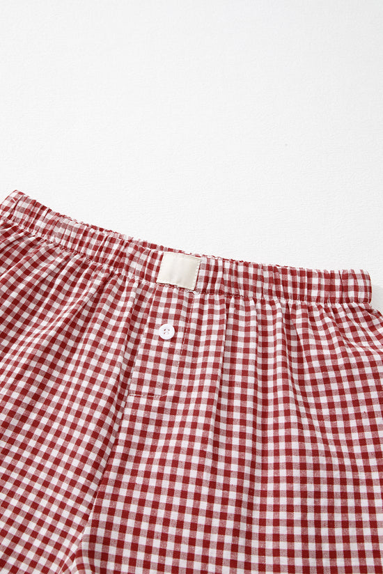 Short taille haute imprimé vichy à carreaux rouge *