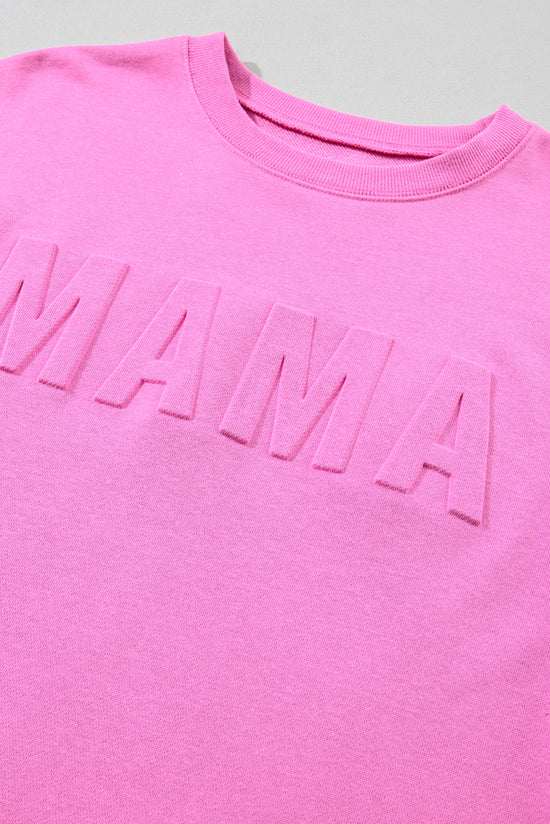 Sudadera relajada de color rosa vivo con letra de mamá en alivio