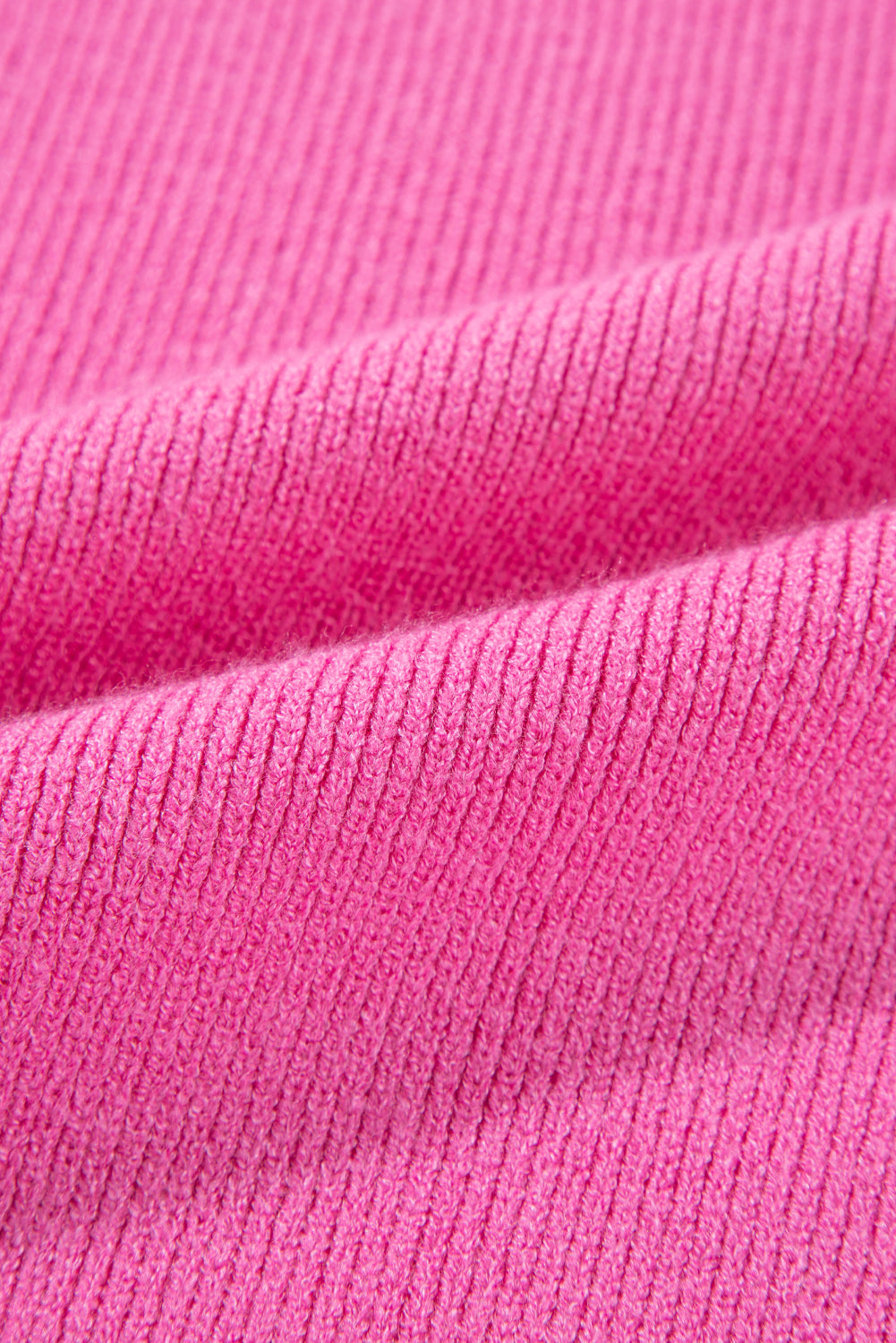 Pink Ribbed Knit Contrast Sleeve Sweater Top