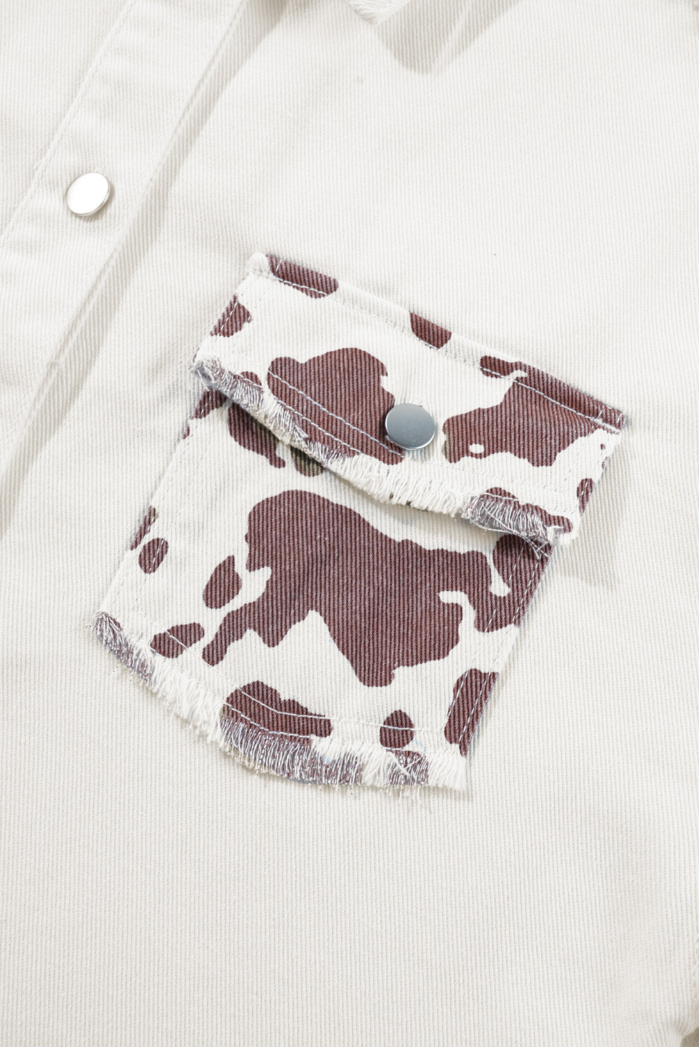 Vache blanche Patchwork Pocket Pocket en détresse Hourpure de jean Long Denim