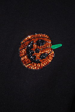 Pull Noir à Motif de Citrouille à Paillettes d'Halloween de Grande Taille